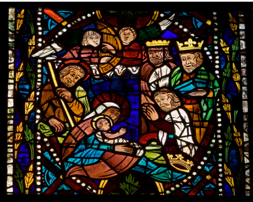 Stained glass window nativity
