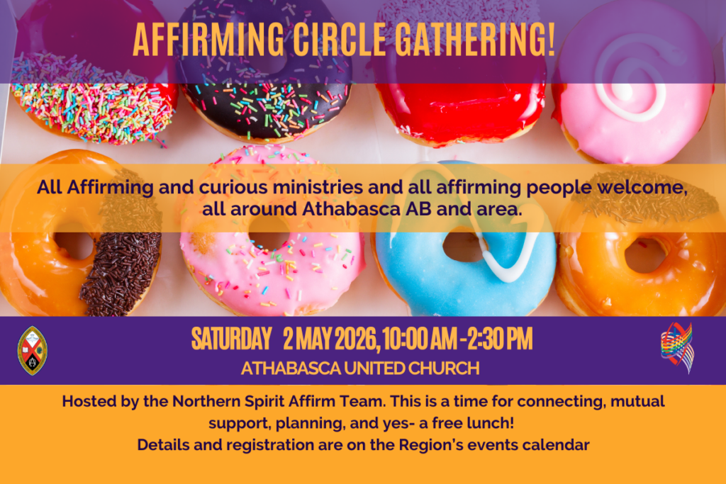 Colourful doughnuts with text on purple and yellow stripes. For full text, please see the accompanying event description.