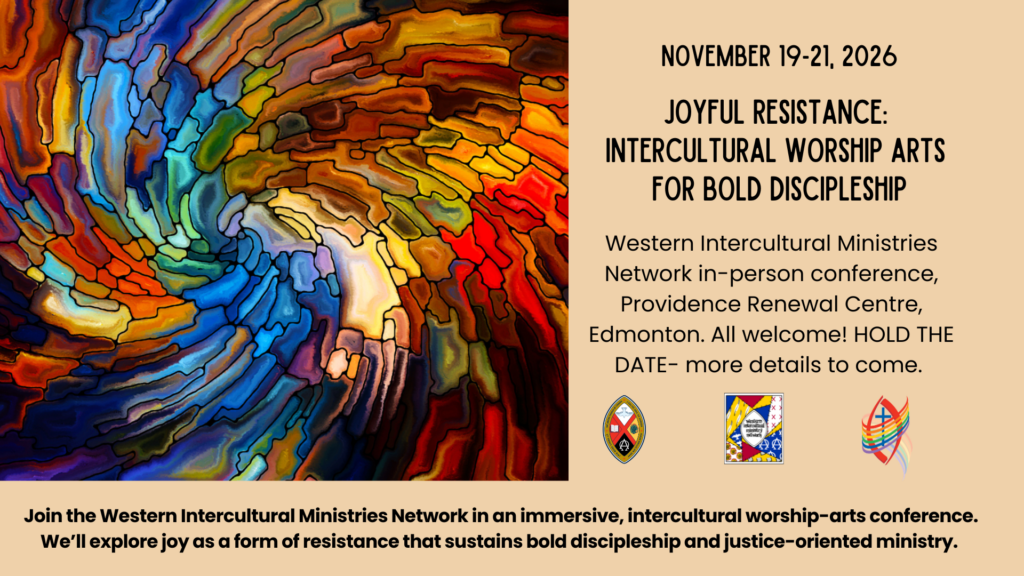 A colourful stained glass swirl- red, blue, yellow, brown. Text on the poster is found in the accompanying post.