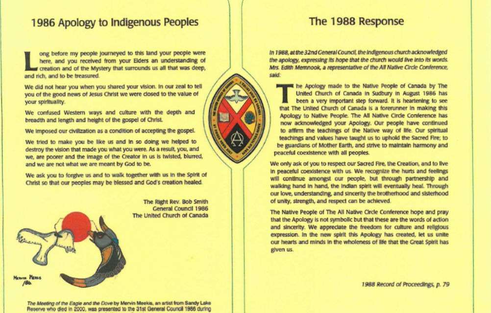 A Call to Recommit to the 1986 Apology to First Nations Peoples on Sunday October 4